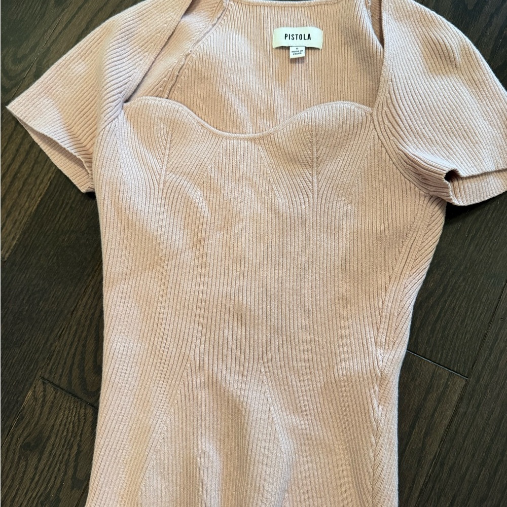 Pistola Pink Ribbed Cap Sleeve Bodysuit